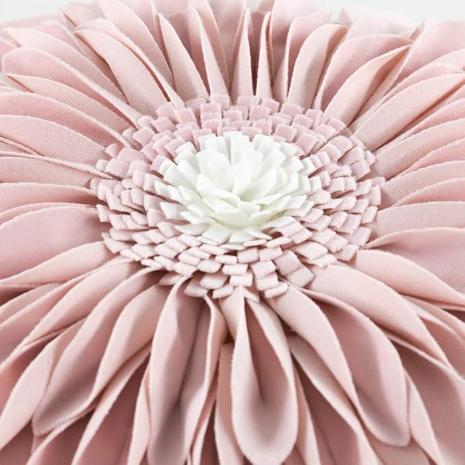OiseauVoler 3D Sunflower Handmade Throw Pillow Cover Decorative Pillowcase Cushion Cover Case for Home Sofa Bed Living Room Decor 18x18 Inch Light Pink
