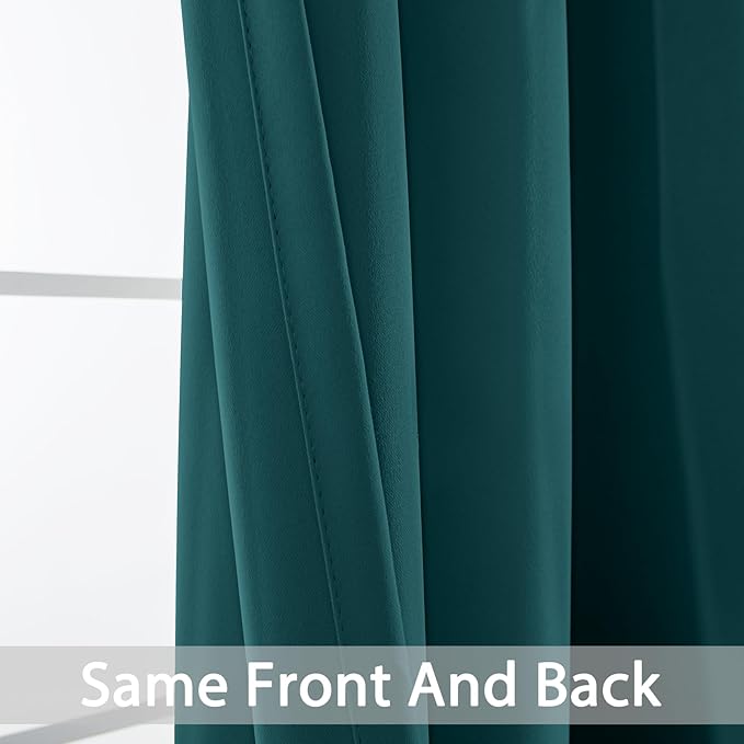 Yakamok Room Darkening Curtains 52x96 inch Length Dark Teal-Living Room | 2 panels,grommet blackout window treatment,thermal insulated,light blocking drapes,privacy protection,bedroom dining room