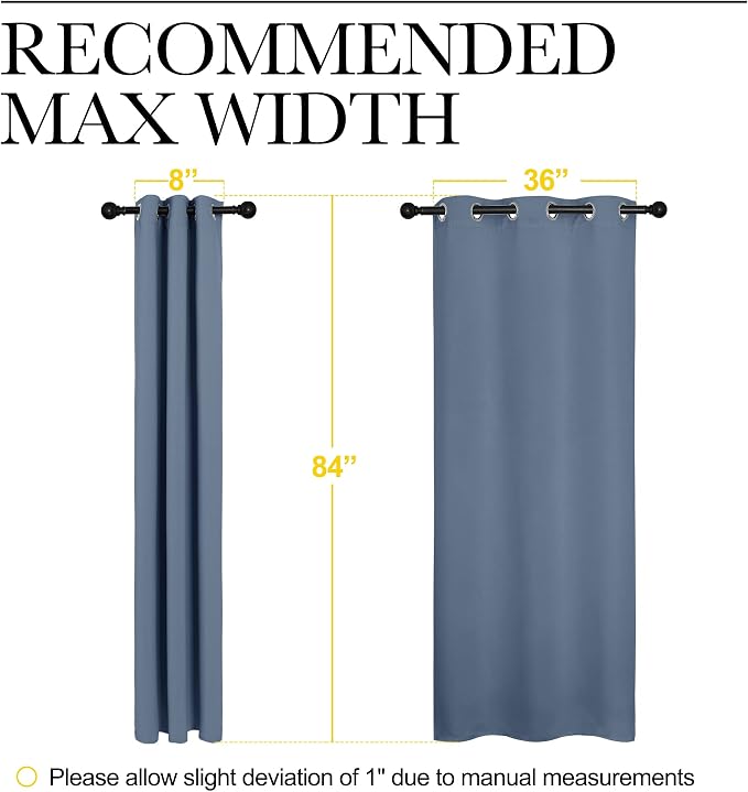 NICETOWN Triple Weave Blackout Curtains, 2 Panels, 42 x 84-inch, Stone Blue | Thermal Insulated Ring Top Blackout Window Curtains for Guest Room