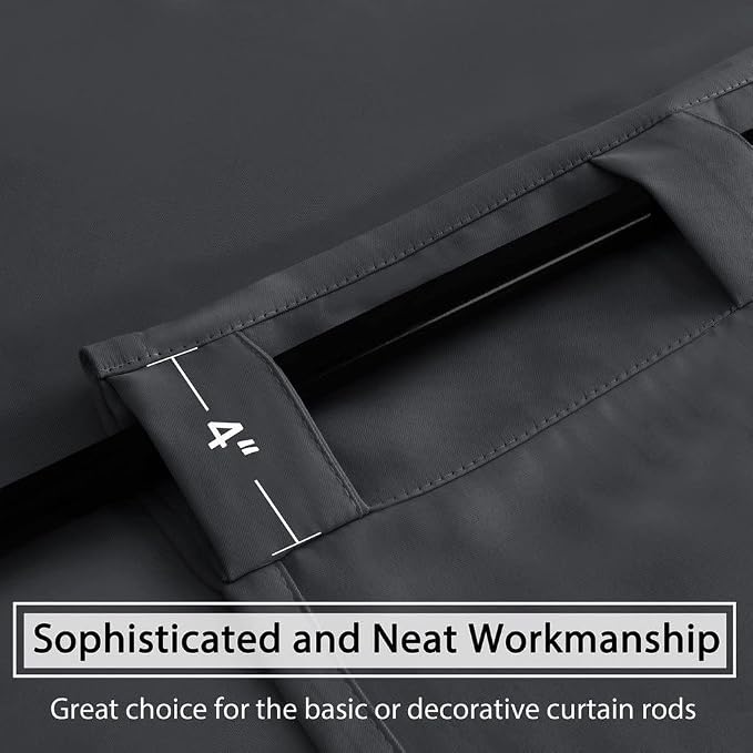 H.VERSAILTEX Blackout Curtains Thermal Insulated Window Treatment Panels Room Darkening Blackout Drapes for Living Room Back Tab/Rod Pocket Bedroom Draperies, 52 x 45 Inch, Charcoal Gray, 2 Panels