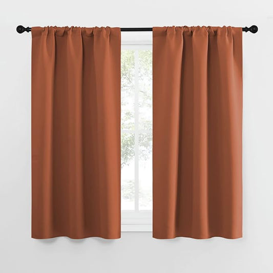 NICETOWN Blackout Curtains and Drapes - Thermal Insulated Solid Rod Pocket Blackout Draperies/Panels (Burnt Orange, 1 Pair, 34 by 54 inches)