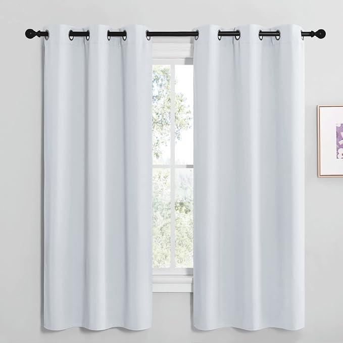 NICETOWN Greyish White Blackout Curtains for Bedroom 42" w x 68" L 2 Panels | Window Treatment Thermal Insulated Grommet Draperies Panels Drapes for Living Room, Light Blocking Noise Reducing Home Decor