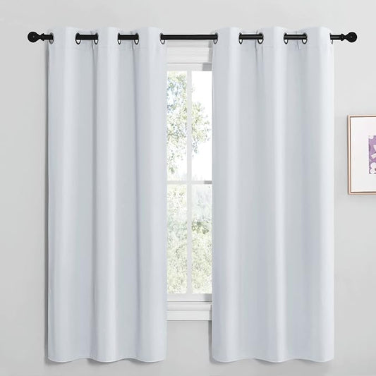 NICETOWN Greyish White Blackout Curtains for Bedroom 42" w x 68" L 2 Panels | Window Treatment Thermal Insulated Grommet Draperies Panels Drapes for Living Room, Light Blocking Noise Reducing Home Decor