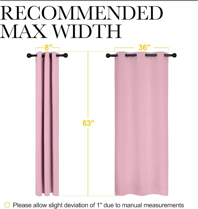 NICETOWN Room Darkening Curtains, Set of 2, 42 x 63-inch, Rouge Pink | Nursery Essential Thermal Insulated Solid Grommet Top Blackout Curtains/Drapes for Bedroom