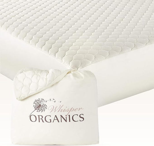 100% Cotton Organic Mattress Pad - Breathable & Cooling Mattress Protector Twin Size - Premium 300GSM Quilted and Machine Washable - Fairtrade & GOTS Certified Bed Protector (Ivory, Twin)