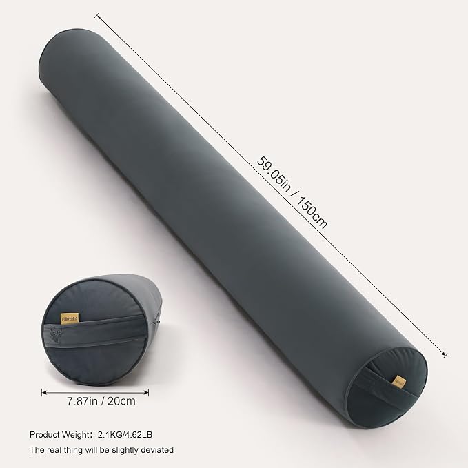 Body Pillow for Adults,Long Round Pillow,Big Cylindrical Pillow,Large Full Bolster Pillows for Side Sleepers (Charcoal Gray, 59"*7.87")