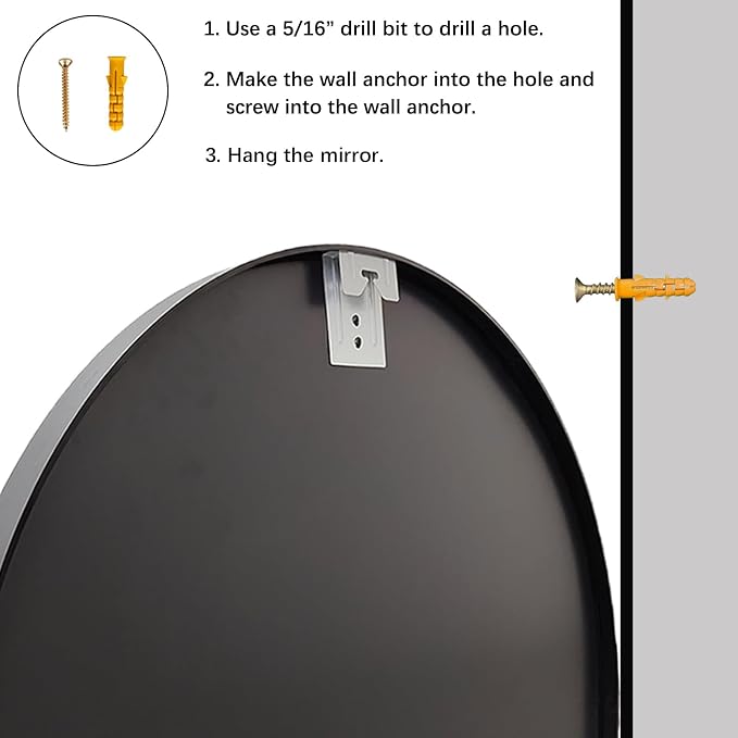 Round Mirror 22 inch, 2 Pack Black Circle Mirror, Matte Metal Frame | Matte Metal Frame, High Definition Mirror, Waterproof, Suitable for Bedroom, Bathroom, Entryway, Living Room, Vanity