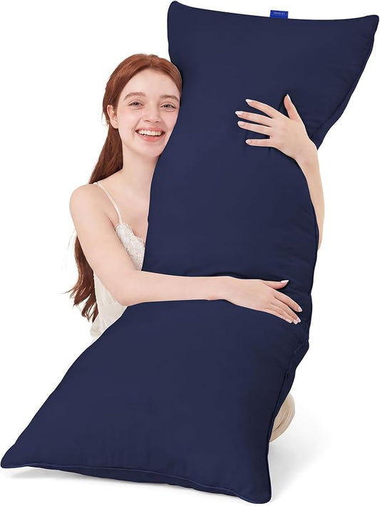 YZ HOME Full Body Pillow Insert -Large Long Bed Pillow for Side Sleeper | Full Body Pillow for Adults, Adjustable Height, Long Sleeping Breathable Bed Pillow-(Navy, 20x54'')