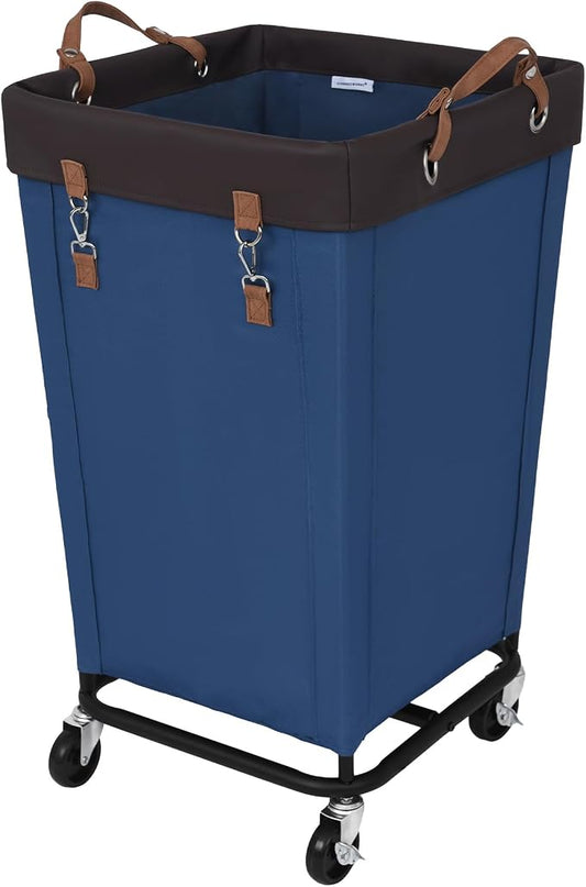 StorageWorks 160L Laundry Basket with Wheels, Rolling Hampers for Clothing | Blue Laundry Basket with Wheels, Metal Frame & Handles, Rolling Hamper for Bedroom, Bathroom, Dorm, Hotel