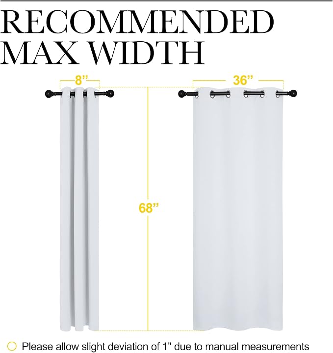 NICETOWN Greyish White Blackout Curtains for Bedroom 42" w x 68" L 2 Panels | Window Treatment Thermal Insulated Grommet Draperies Panels Drapes for Living Room, Light Blocking Noise Reducing Home Decor