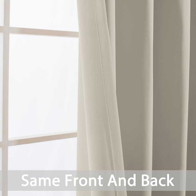 Yakamok Room Darkening Curtains 52x96 inch Length Stone-Living Room | 2 panels,grommet blackout window treatment,thermal insulated,light blocking drapes,privacy protection,bedroom dining room