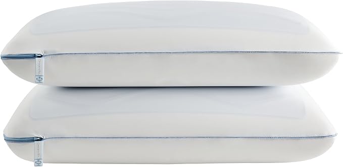 Sealy Dreamlife US Standard Size Memory Foam Cooling Pillow with SealyChill Cooling Gel, Removable Machine-Washable Cover, Made in the USA (2 Pack)