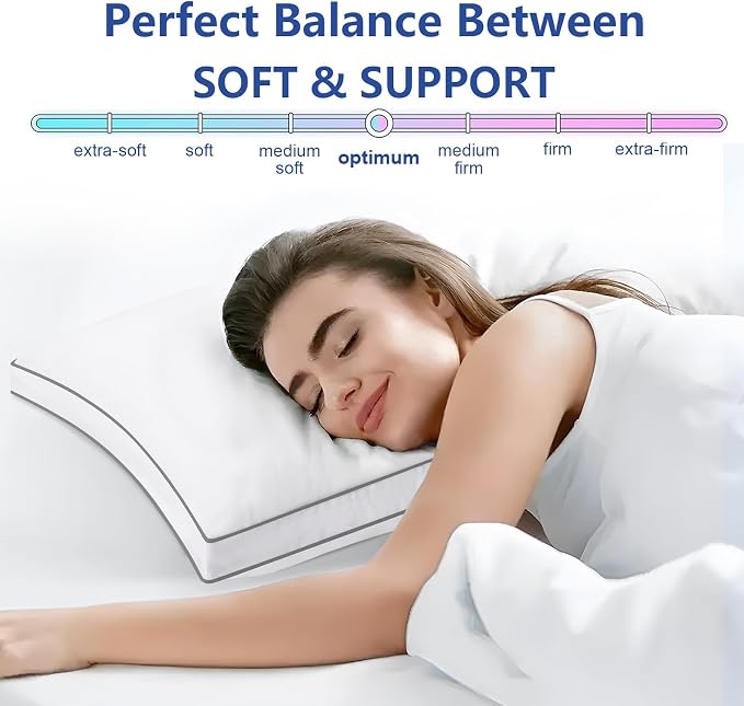 CHOKIT Premium Pillows Queen Size Set of 2 Fluffy and Supportive, Luxury | 7D Down Alternative Bed Pillow, Soft Hotel Gusseted Pillow for Side Back Stomach Sleeper, Relief Neck Head and Shoulder Pain