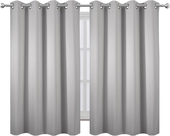 Light Grey Blackout Curtains 52 x 54 Inch Length/Set of 2 Curtain Panels/Thermal Insulated Room Darkening Blackout Curtains for Bedroom