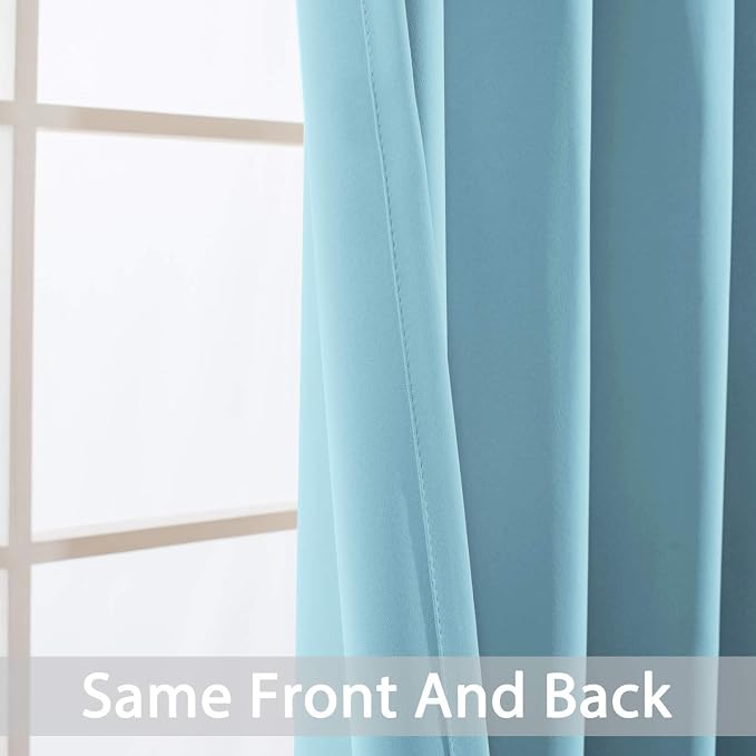 Yakamok Room Darkening Curtains 52x84 inch Length Sky Blue-Living Room | 2 panels,grommet blackout window treatment,thermal insulated,light blocking drapes,privacy protection,bedroom dining room