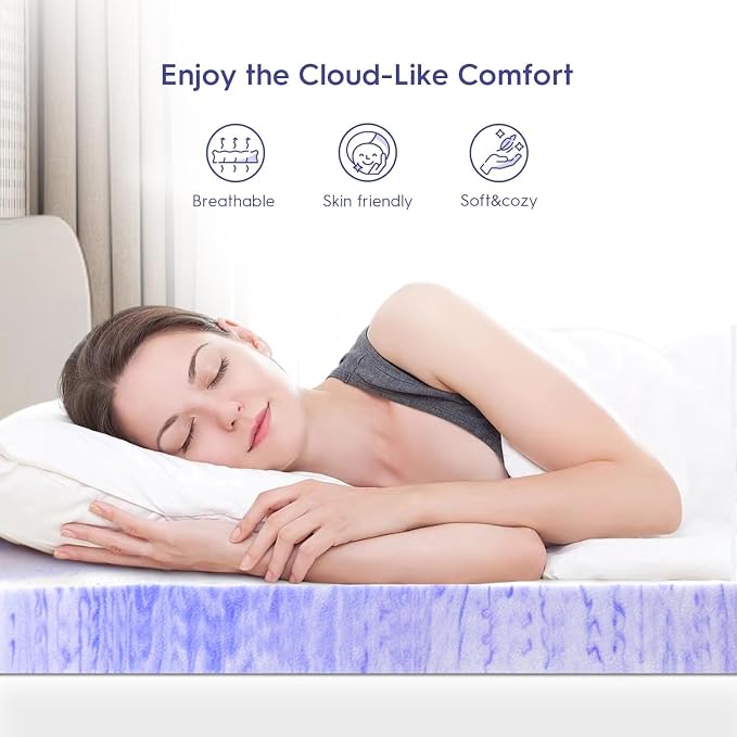 ELEMUSE 3 Inch Ventilated Design Memory Foam Cal King Size Mattress Topper,Cooling Gel Infused Swirl Foam Pad for Pressure Relief Back Pain,Bed Topper for Body Support, CertiPUR-US Certified