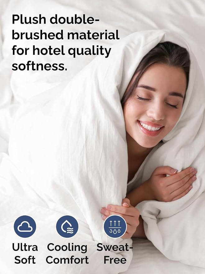 Duvet Cover Super Queen - 3 Piece with Zipper Closure - Antique White | Extra Soft, Breathable, Super Queen Duvet Cover 98" x 90" w/ 2 Pillow Shams, Zipper Closures & Ties, Women, Men, Kids & Teens