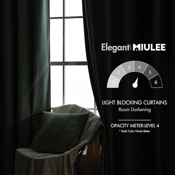 MIULEE Sage Green Velvet Curtains 52x84 inches Luxury Blackout Curtains | Thermal Insulated, Super Soft Window Drapes for Bedroom Living Room, Rod Pocket & Back Tab