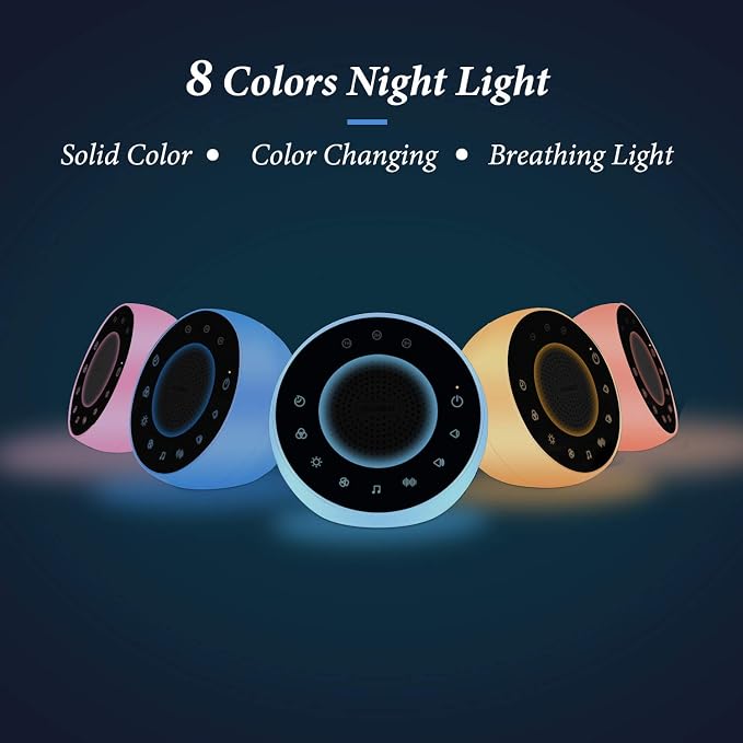 HOUSBAY Glows Sound Machine White Noise for Sleep, Colored Night Light | 31 Soothing Sounds, Nightlight for Kids & Baby, Sleep Timer, Small Sleep Machine & Noise Canceling for Relaxation