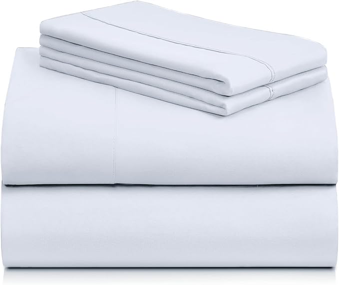 Cal King Size Sheets Set, Cooling & Soft Deep Pocket Bed Sheets, 4PC | LuxClub Silky Fitted Sheet & Pillowcase Sets, Breathable Hotel Luxury Bedding for Mattress Wrinkle Free, Baby Blue