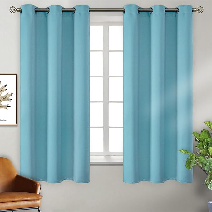 BGment Aqua Blue Room Darkening Curtains 63 Inch for Bedroom - 2 Panels | Grommet Top, Light-Blocking, Sunblock, Thermal Insulated, Window Drapes for Kids Boys Room, 42x63 Inch