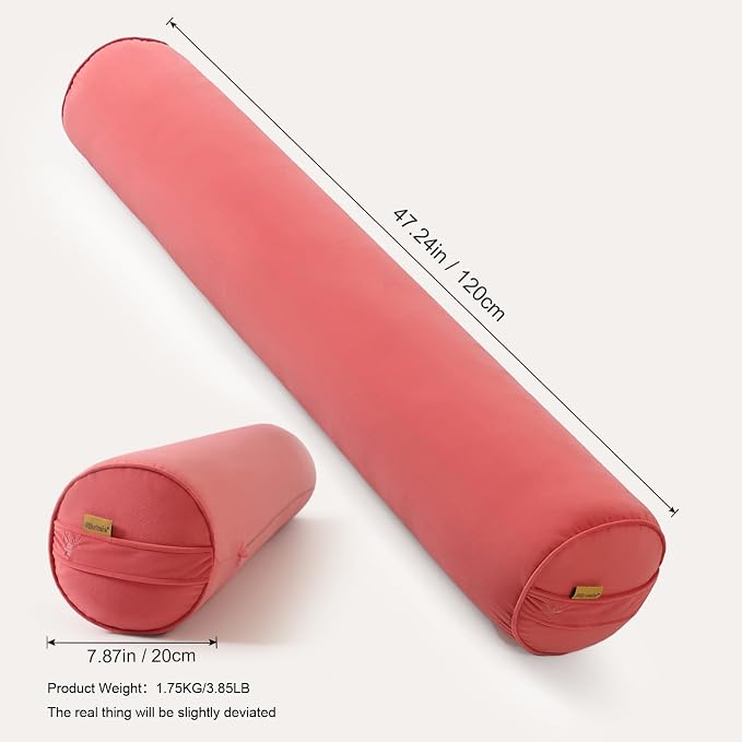 Body Pillow for Adults,Long Round Pillow,Big Cylindrical Pillow,Large Full Bolster Pillows for Side Sleepers (Coral Peach, 47.24"*7.87")