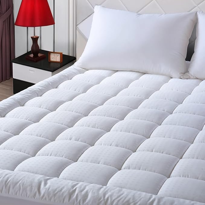 EASELAND Twin Size Mattress Pad Cotton Pillow Top Mattress Topper White | Single Cooling Mattress Cover Cotton Top,8-21" Deep Pocket Protector 39x75 Inches,Boxing Quilted & Machine Washable