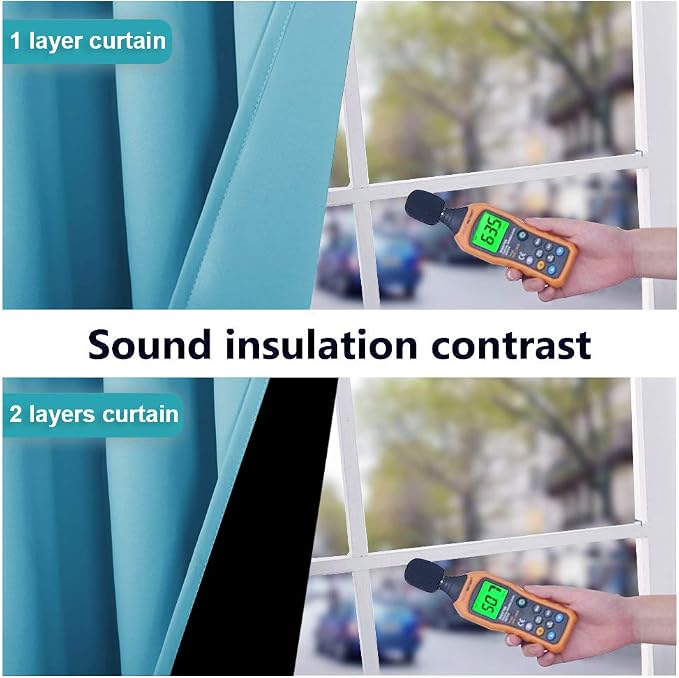 NICETOWN 100% Blackout Curtains with Black Liners, Thermal Insulated Full Blackout 2-Layer Lined Drapes, Energy Efficiency Window Draperies for Boy's Room (Teal Blue, 2 Panels, 52-inch W by 54-inch L)