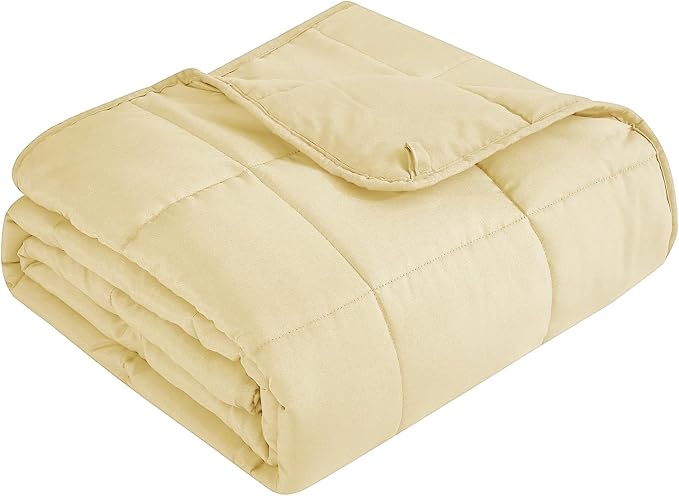 Weighted Blanket for Adults (15 lbs, 48" x 72") Twin Size Soft Cooling Heavy Blanket Sleeping, Apply to 130-160 lbs Body, Thick Breathable Blanket with Glass Bead, Easy Care