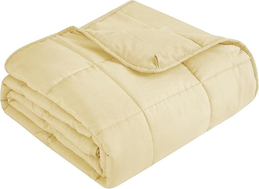 Weighted Blanket for Adults (15 lbs, 48" x 72") Twin Size Soft Cooling Heavy Blanket Sleeping, Apply to 130-160 lbs Body, Thick Breathable Blanket with Glass Bead, Easy Care