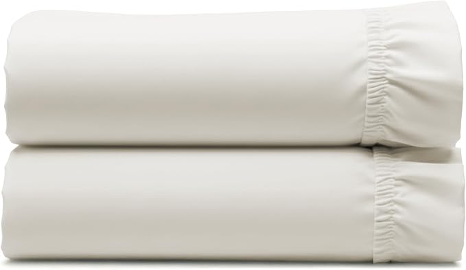 Pack of 2 100% Cotton Sateen Extra Long Twin Fitted Sheets, Ivory | 2 Fitted Sheets, 400 Thread Count Backed by Good Housekeeping Seal, All-Around Elastic, No-Pop Fit, Durable, OEKO-TEX