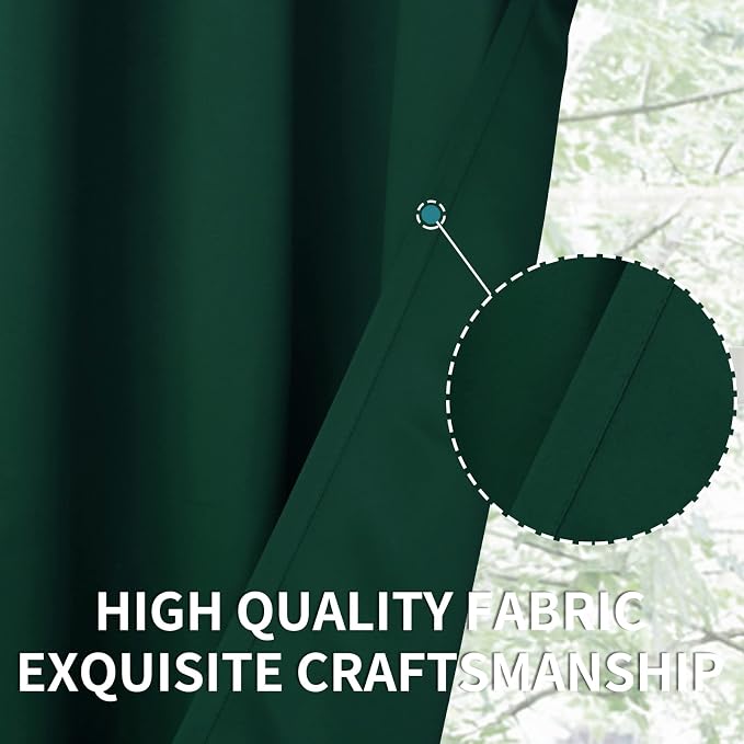 BGment Emerald Green Blackout Curtains for Bedroom 72 Inch Long - 2 Panels | Grommet Top, Black Out, Room Darkening, Sunblock, Thermal Insulated, Window Drapes for Kids Boys Room, 52x72 Inch