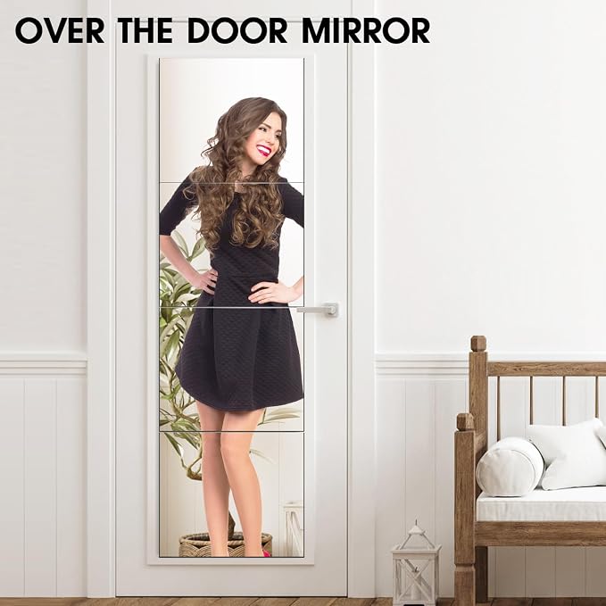 VASUHOME Glass Full Length Wall Mirror Tiles - [14 x12 Inch - 4PCS], Frameless Full Body Mirror for Home Gym, Bedroom, Living Room - Versatile Wall Mirror with Unrivaled Clarity