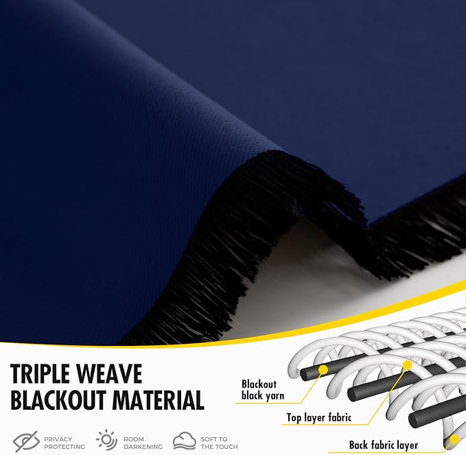 MIULEE Navy Blue Blackout Bedroom Curtains Drapes 84 Inch Long 52"x84" | Grommet Top, Room Darkening Window Drapes, Privacy Protection, Thermal Insulated, Heat Blocking, Light Blocking