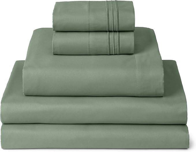Mellanni Iconic 5-Piece, Ultra Soft Sheet Set (Split King, Sage) | 10M+ Sleepers. Lab-tested: Sleeps Cool, Stays Bright, Strong, Smooth. Good Housekeeping Best Bedding, 7 yrs running.
