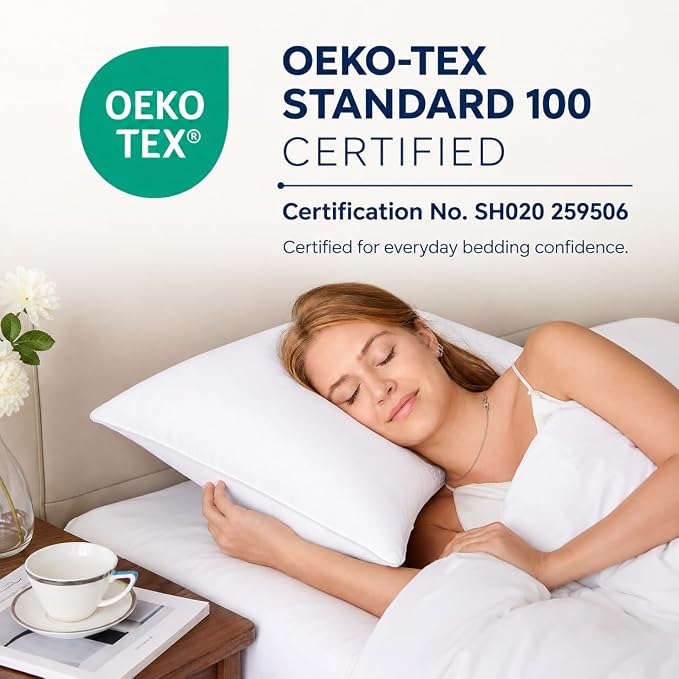 CozyLux Bed Pillows King Size Set of 4, 19" x 34", Medium Support | Soft Supportive Down-Alternative Pillows for Side, Back & Stomach Sleepers, OEKO-TEX Certified, Hotel Quality, Washable