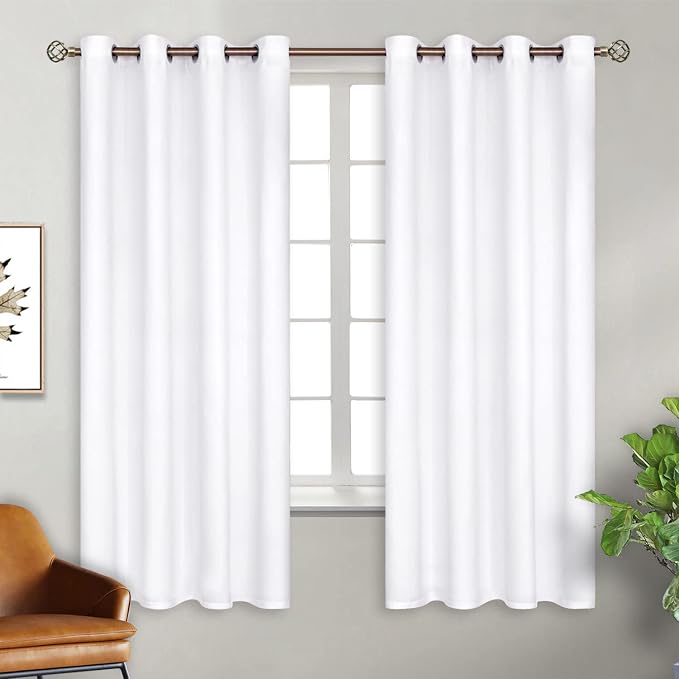 BGment Pure White Room Darkening Curtains 63 Inch for Bedroom - 2 Panels | Grommet Top, Light-Blocking, Sunblock, Thermal Insulated, Window Drapes for Kids Boys Room, 46x63 Inch
