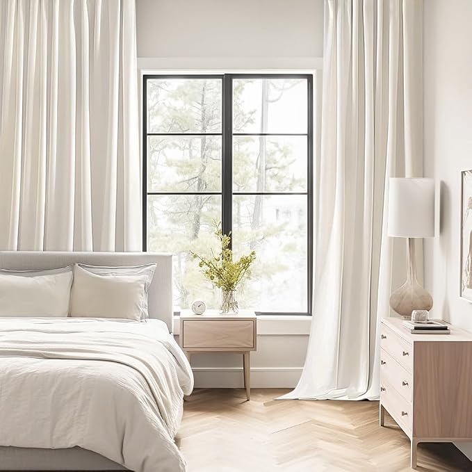 MIULEE Ivory Back Tab Blackout Curtains 52x84 Inch Length 2 Panels Set | Rod Pocket Pinch Pleated, Thermal Insulated, Room Darkening, Light Blocking, Privacy Curtains for Living Room Bedroom