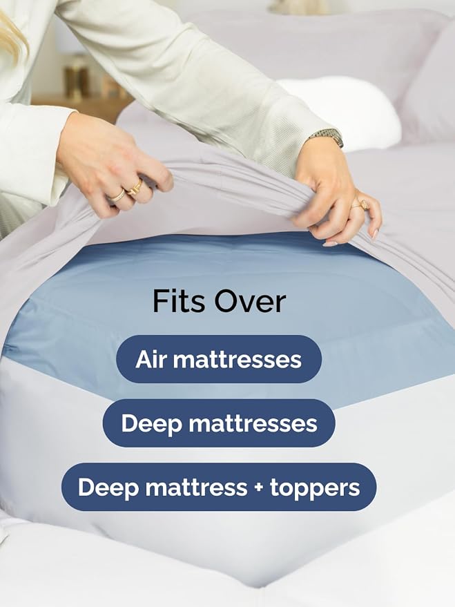 Extra Deep Queen Sheet Set - 4 Piece Breathable & Cooling - French Grey | Easily Fits 18 to 24 inch Mattress - Ultra Soft, Wrinkle & Fade Free with Extra Deep Pockets - Comfy Hotel Luxury Bedding