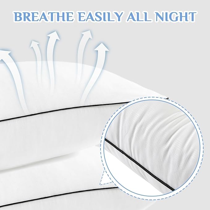 JOLLYVOGUE Pillows Queen Size Set of 4, Collection Bed Pillows for Sleeping, Hotel Quality Pillows for Side, Back and Stomach Sleepers, Soft and Supportive Oeko-Tex Certified Down Alternative Filling