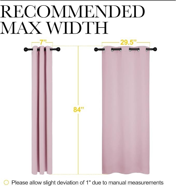 NICETOWN Blackout Draperies Curtains, 1 Pair, 34 x 84-inch, Lavender Pink | Nursery Essential Thermal Insulated Grommet Top Blackout Panels for Girls Room