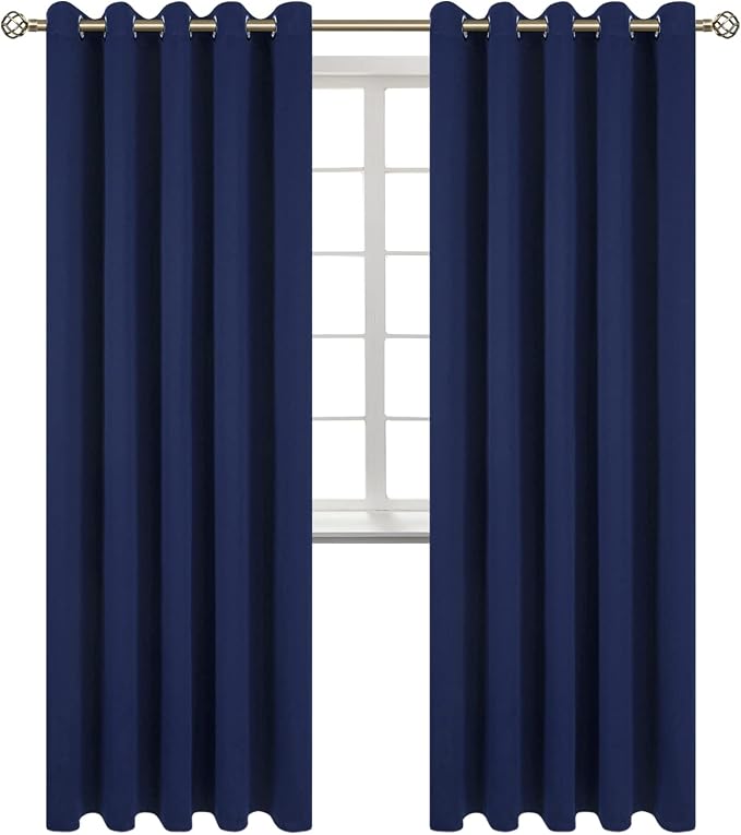 BGment Navy Blue Blackout Curtains for Living Room 84 Inch Long - 2 Panels | Grommet Top, Black Out, Room Darkening, Sunblock, Thermal Insulated, Window Drapes for Bedroom, 70x84 Inch
