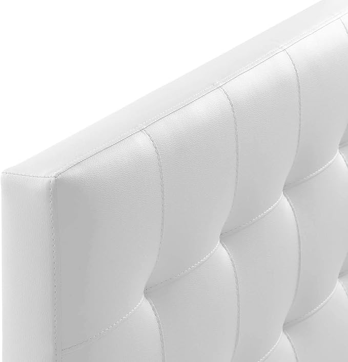 Modway Lily Tufted Faux Leather Upholstered King Headboard in White