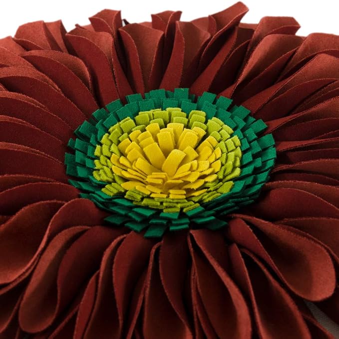 OiseauVoler 3D Sunflower Throw Pillow Covers Decorative Floral Pillowcases Cushion Cases Home Sofa Bed Guest Room Decor Rust Red 18x18 Inches
