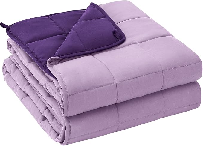 yescool Weighted Blanket for Adults (20 lbs, 48" x 72", Purple) Cooling Heavy Blanket for Sleeping Perfect for 110-130 lbs, Twin Size Breathable Blanket with Premium Glass Bead, Machine Washable