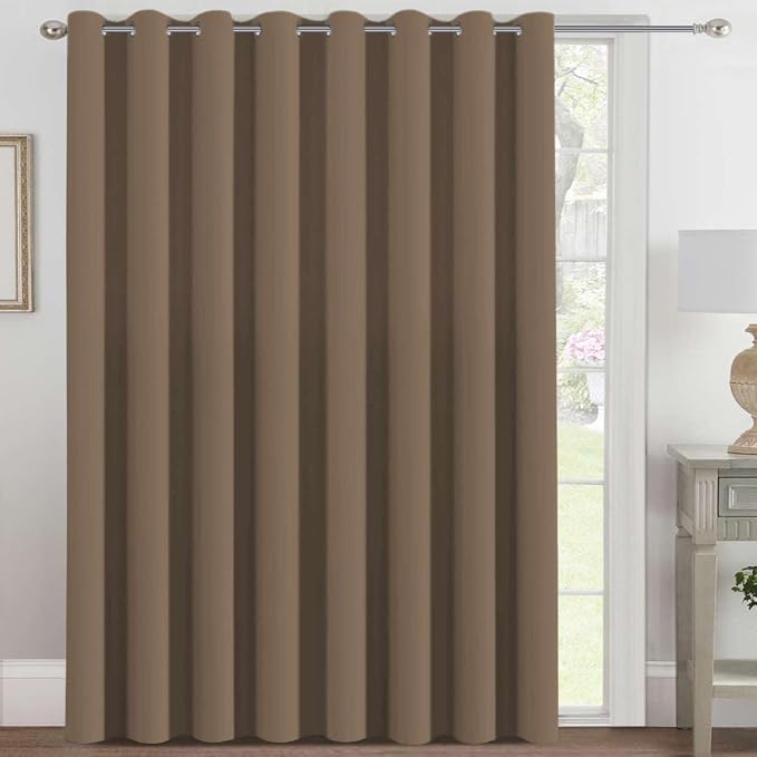 H.VERSAILTEX Blackout Patio Curtains 100 x 102 Inches for Sliding Door Extral Wide Blackout Curtain Panels Thermal Insulated Room Divider - Grommet Top, 8.5' Tall by 8.3' Wide - Macchiato