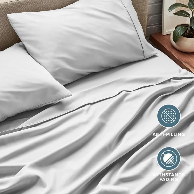 Bare Home King Sheet Set - 1800 Ultra-Soft (King, Cloud Grey) | Deep Pockets 6 to 15 Inches, Breathable, Hypoallergenic, Hotel Luxury, Easy Fit, Soft, All-Season