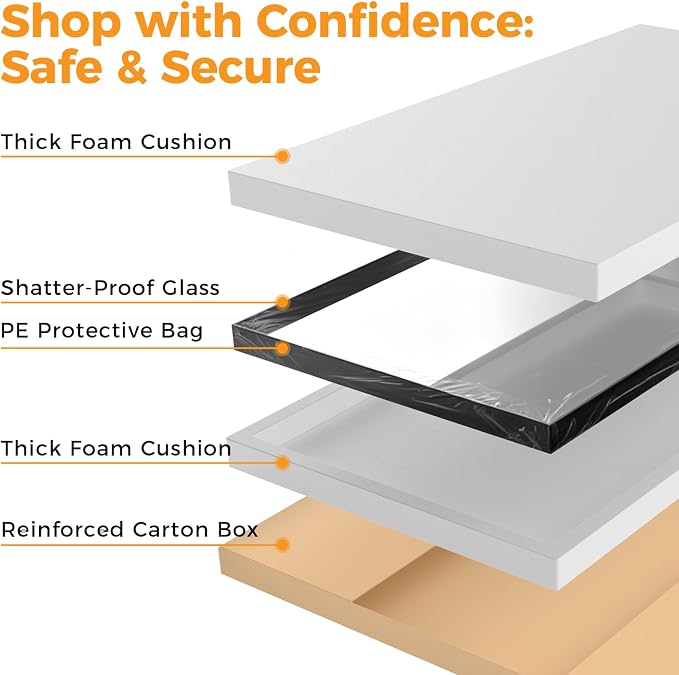 Sweetcrispy Black Bathroom Mirrors for Over Sink, 24" x 40" Rectangle | Tempered Glass, Anti-Rust Metal Frame, Over Sink Home Decor, Modern Rectangle Style