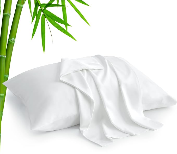 BEDELITE Cooling Pillow Cases Queen 2Pcs, Rayon Made from Bamboo, White | Cooling and Breathable Pillow Cover for Hot Sleepers & Night Sweats, Silky Soft Cozy, Envelope Closure, 20"x30"
