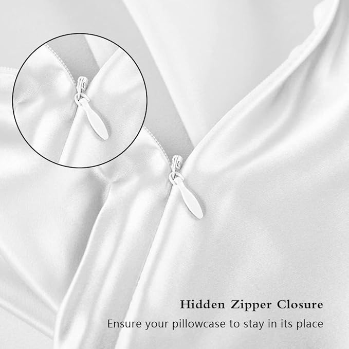 Silk Pillowcase for Hair and Skin, Mulberry Silk Pillow Cases King Size, Anti Acne Cooling Sleep Both Sides Natural Silk Satin Pillow Case Covers with Hidden Zipper, Gifts for Women Men, White